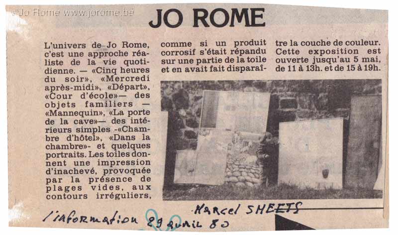 Jo Rome expose, L’information, Marcel Smeets, 1980