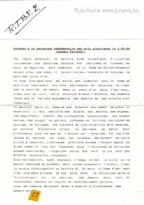 Radio: La chronique hebdomadaire des arts plastiques par Jacques Parisse, 1989
