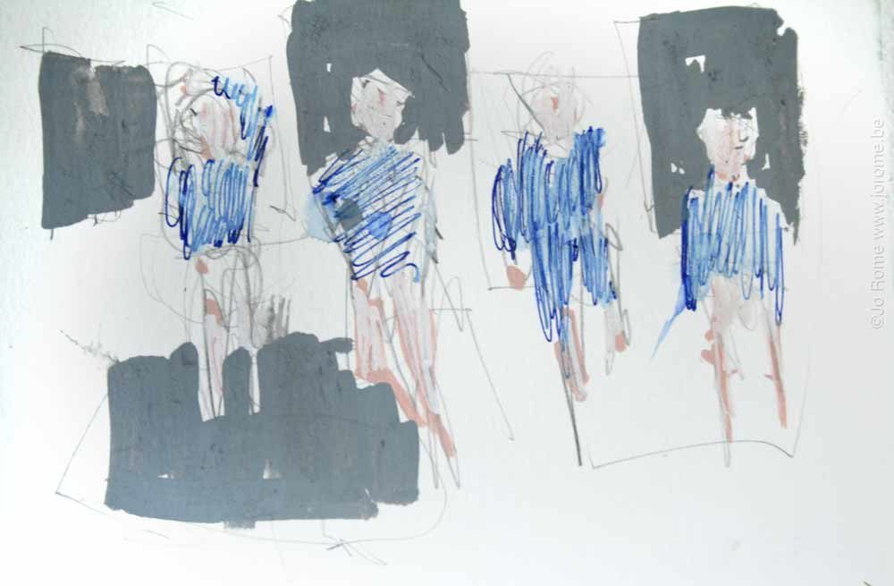 Les peintres belges — croquis préparatoire, Jo Rome