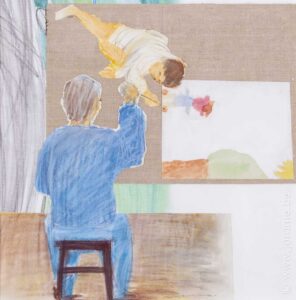 Le peintre dessine le peintre qui dessine l'enfant qui peint